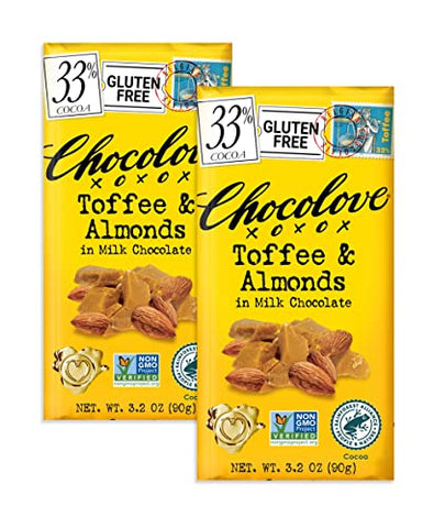 Chocolove Toffee and Almonds in Milk Chocolate Bar, 3.2 oz