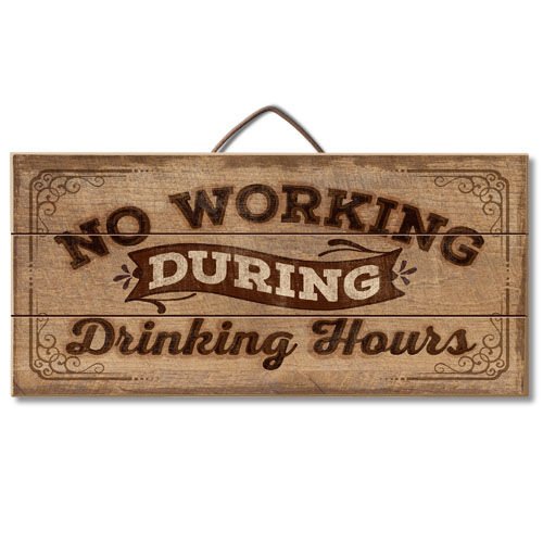 No Working Slatted Wood Sign, 12 " x 6" x 0.75"