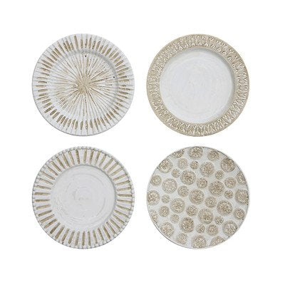 16" Round Ceramic Wall Platew Hanger, White, 4 Styles