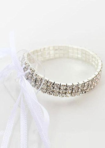 Silver Rhinestone Corsage Wristlet Bracelet Approximately 1/2" Wide