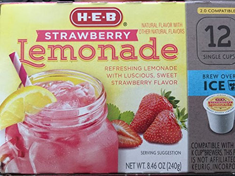 H‑E‑B Brew Over Ice Strawberry Lemonade Single Serve Cups 12 Count.