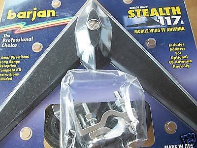Diesel Stealth 117 Mobile Wing TV Antenna with Horizontal/Vertical Mirror Mount, CB Adapter & TV Cable in Black