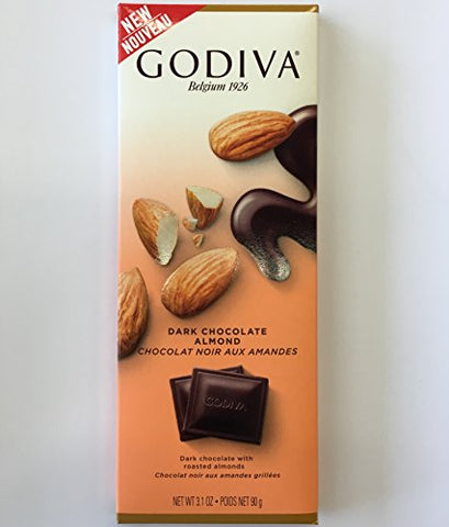 Godiva Dark Chocolate Bar with Almonds 3.1oz