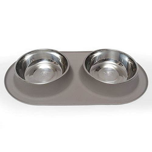 Double Bowl Silicone Feeders - Grey, X-Large