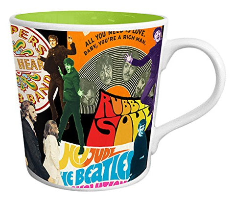 The Beatles Album Collage 12 oz. Ceramic Mug - Multicolor, 5 x 3.5 x 3.75" h