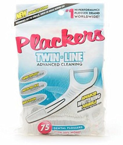 Plackers Flossers Twin Line Mint 75 Ct