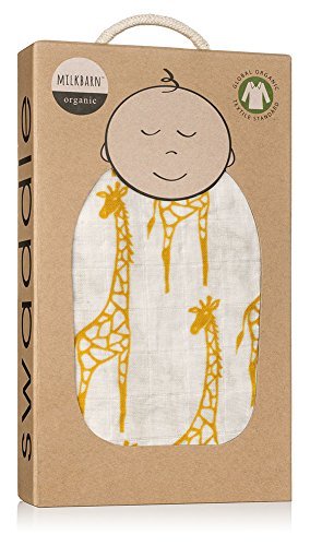 Organic Swaddle 47” x 47, Yellow Giraffe