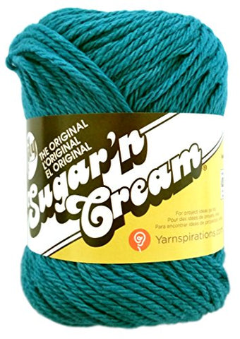 Lily Sugar'n Cream Solid Yarn Teal 120 Yards 2.5 OZ