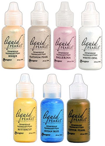 1/2 oz. Liquid Pearls Ballerina, 1/2 oz. Liquid Pearls Copper Pearl, 1/2 oz. Liquid Pearls Platinum Pearl, 1/2 oz. Liquid Pearls White Opal, 1/2 oz. Liquid Pearls Bisque, 1/2 oz. Liquid Pearls Buttercup and 1/2 oz. Liquid Pearls Ocean Blue