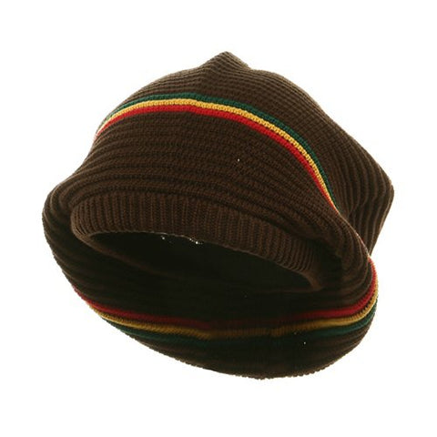 Rasta/NYE, Medium Crown New rasta Beanie Hat - Brown RGY (fitting up to XXXL)