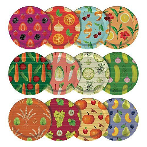 Mortier Pilon Food Pattern Mason Jar Lids, 12-Set