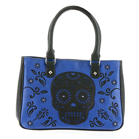 Laser Cut Skull Blue Tote