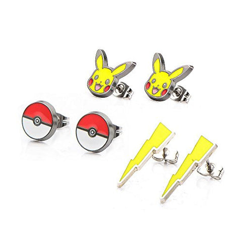 Pikachu 3 Earrings Stud Set