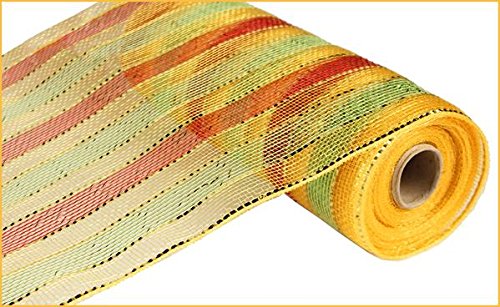 10"X10yd Stripe Wide Stripe - Gold/Red/Apple Green