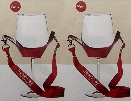 RED (new color) WineYoke Party Time Hand Free Wine Glass Holder Necklace Set of 2