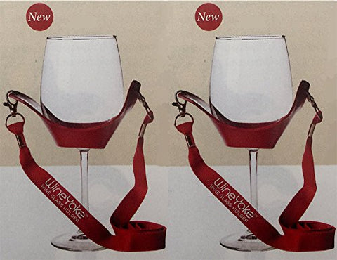 RED (new color) WineYoke Party Time Hand Free Wine Glass Holder Necklace Set of 2