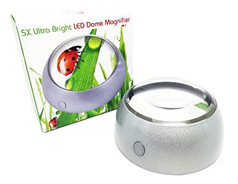 LED Dome magnifier/4x magnification/3 ultra bright led lights Dimention:4"x4"x2" - Silver