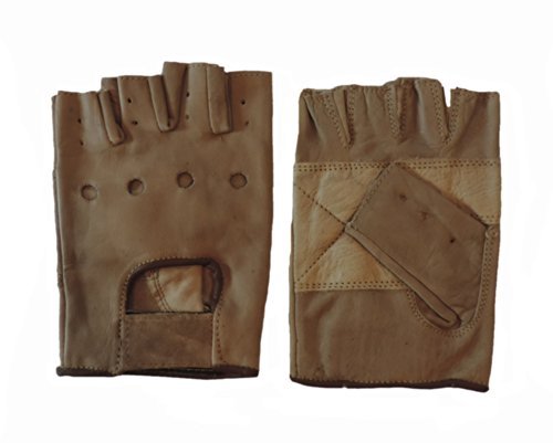 Hot Leathers Brown Leather Fingerless Gloves, 2XL