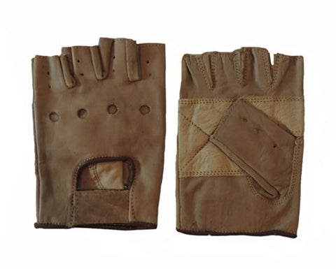 Hot Leathers Brown Leather Fingerless Gloves, 2XL