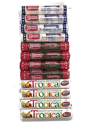 Necco Wafers - Assorted, 2.02 Oz and
Necco Wafers - Chocolate, 2.02 Oz and
Necco Wafers - Tropical, 2.02 Oz
