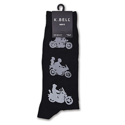 Men's Motorcycle Crew Socks, Black Tonal 10-13