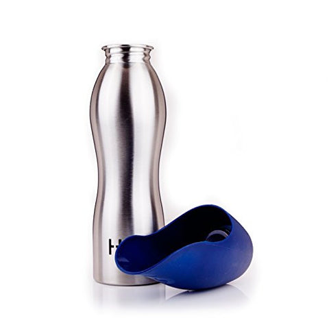 25 Oz., Stainless Steel, Dog Water Bottle, Blue