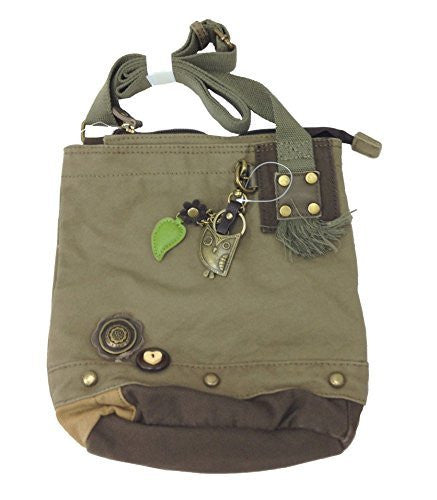 Patch Crossbody Bag - Metal Owl - Olive Color