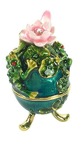 Frog with Turquoise Egg Jewelry Box (3" Height)