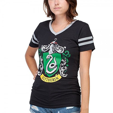 Harry Potter Slytherin Jrs V-Neck Tee-XL