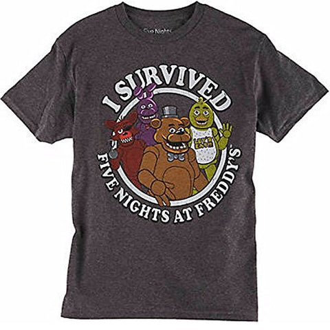 Five Nights at Freddy's Boys I Survived Charcoal Tee-M