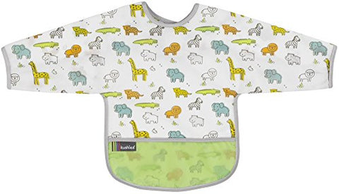 Cleanbib with Sleeves 6-12M, White Little Safari