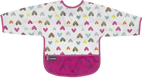 Cleanbib with Sleeves 12-24M - White Doodle Hearts