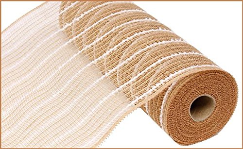 10.5"X10yd Cotton Drift/Poly/Jute Mesh - Natural/White