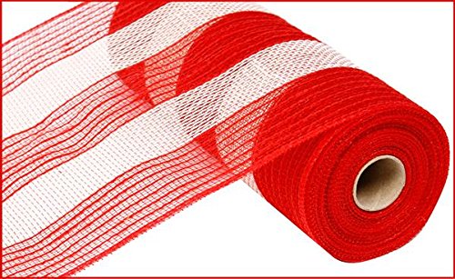10.5"X10yd Poly/Faux Jute/Cotton - Stripe Red/White