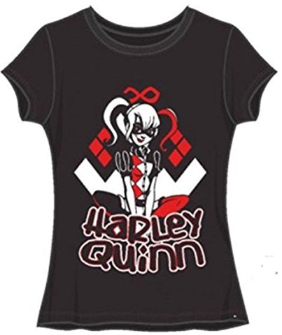 DC Comics Harley Quinn Girls Sugar Print Black Tee-M