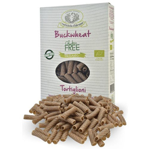 Rustichella d'Abruzzo Pasta, Organic Gluten Free in Box, Buckwheat Tortiglioni, 250 gr/8.8 oz