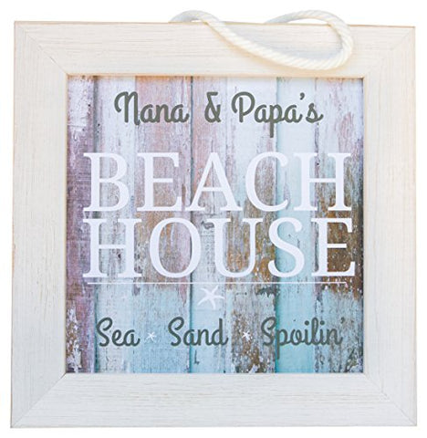 Nana/Papa Beach House Sign, Distressed White Frame