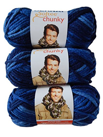 Bernat Softee Chunky Yarn - Ombre Denim 77 Yards 2.8 OZ