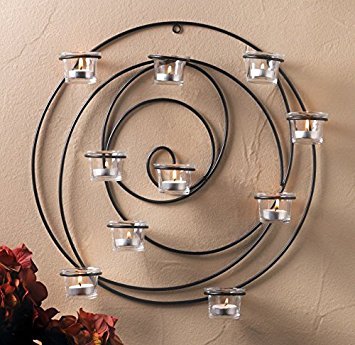 Hypnotic Candle Wall Sconce, hold 10 glass candle cups (17 3/8" x 2 3/4" x 17 1/4" high)