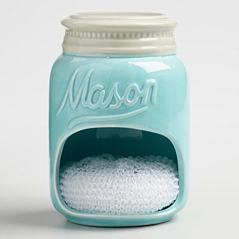 Blue Mason Jar Ceramic Sponge Holder