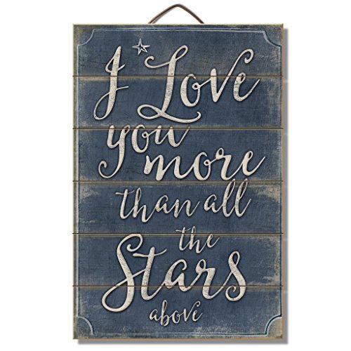 I Love You More than the Stars Slatted Wood Sign, 12 " x 18" x 2.25"