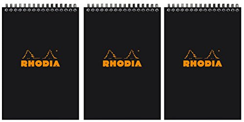 Rhodia Classic Notepads Top Wirebound 6 x 8 ¼ Lined Black 80 sheets