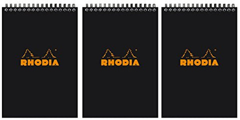 Rhodia Classic Notepads Top Wirebound 6 x 8 ¼ Lined Black 80 sheets