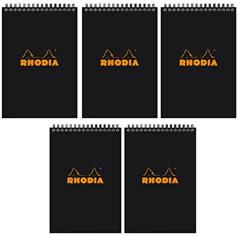 Rhodia Classic Notepads Top Wirebound 6 x 8 ¼ Lined Black 80 sheets