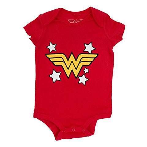 DC Comics Wonder Woman Red Logo Infant Snap Bodysuit-12mos.