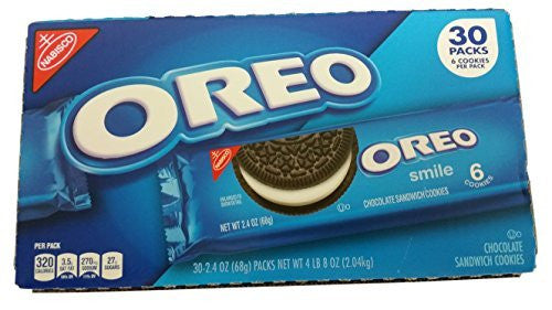 Nabisco Oreo Chocolate Sandwich Cookies, Larger 2.4 Ounce, 30 Packs of 6 Individually Wrapped Cookies, 72 Ounces