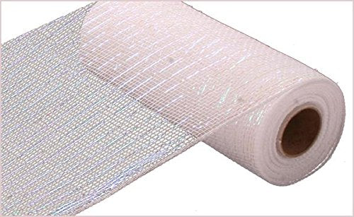 10"X10yd Metallic Mesh - White W/White Irid Foil