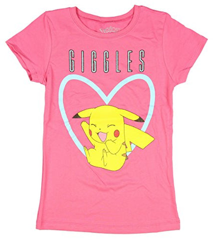 Pokemon Girls Pikachu Giggles Pink Tee-S