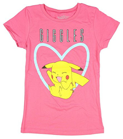 Pokemon Girls Pikachu Giggles Pink Tee-M