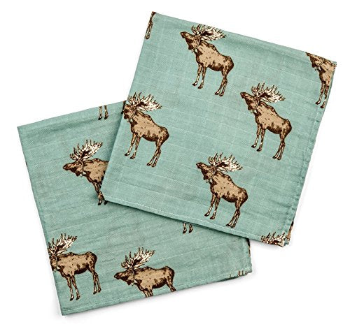 Bamboo Burpies 23" x 23", Bow Tie Moose (Set of 2)